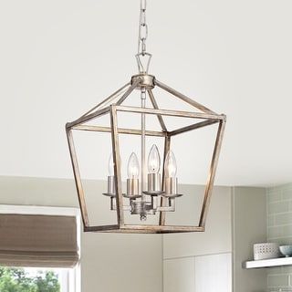 Cohen Antique Silver 4 Light Open Metal Cage Lantern Chandelier – On Sale –  Overstock – 32963756 Pertaining To Well Known Four Light Lantern Chandeliers (View 5 of 15)