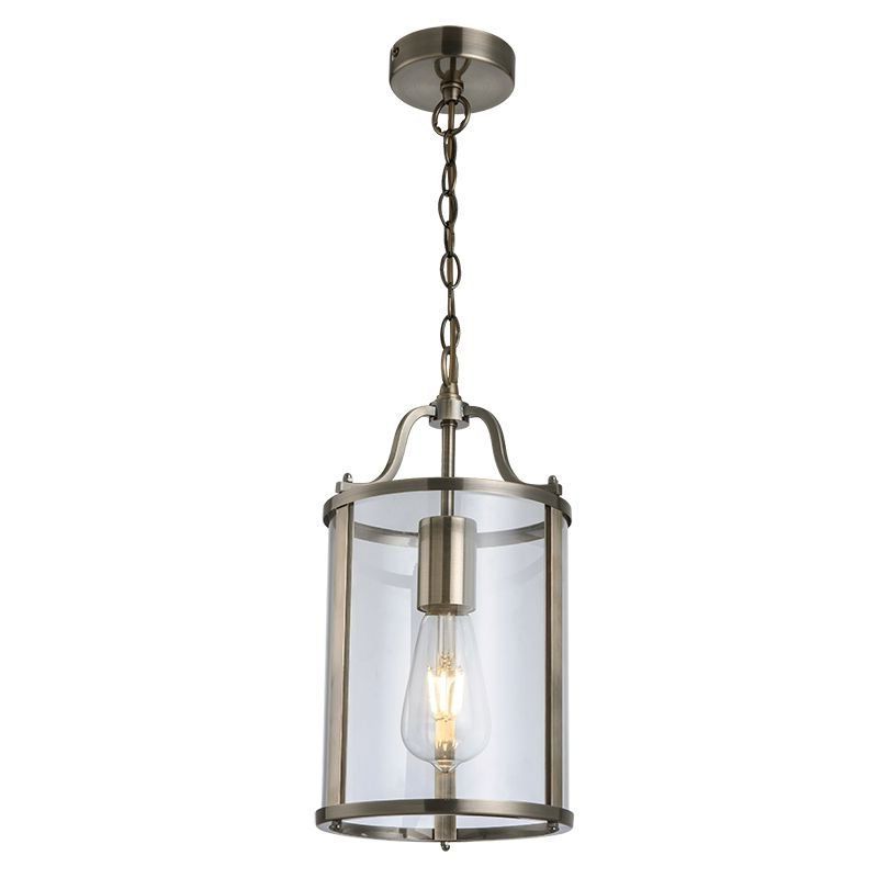 Cork Lighting Pl81165/1ab Hadley – Glass & Antique Brass Lantern Pertaining To Popular Transparent Glass Lantern Chandeliers (View 9 of 15)