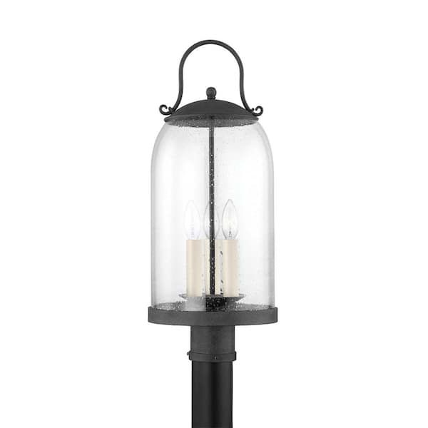 County French Iron Lantern Chandeliers For Well Known Troy Lighting Napa County 3 Light French Iron, Clear Seeded Lantern Pendant  Light P5187 Frn – The Home Depot (View 14 of 15)