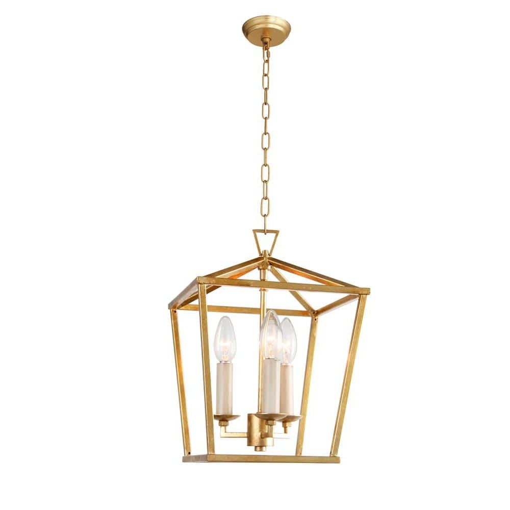 Current 3 Light Gold Lantern Chandelier Lz01 3gf – The Home Depot Pertaining To Rusty Gold Lantern Chandeliers (View 6 of 15)