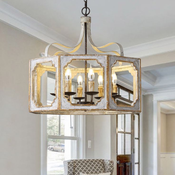 Current Gray Wash Lantern Chandeliers In Lightelk French 8 Light Lantern Chandelier Metal And Wood In Antique Gray &  Gold – Ceiling Lights – Homary Us In  (View 9 of 15)