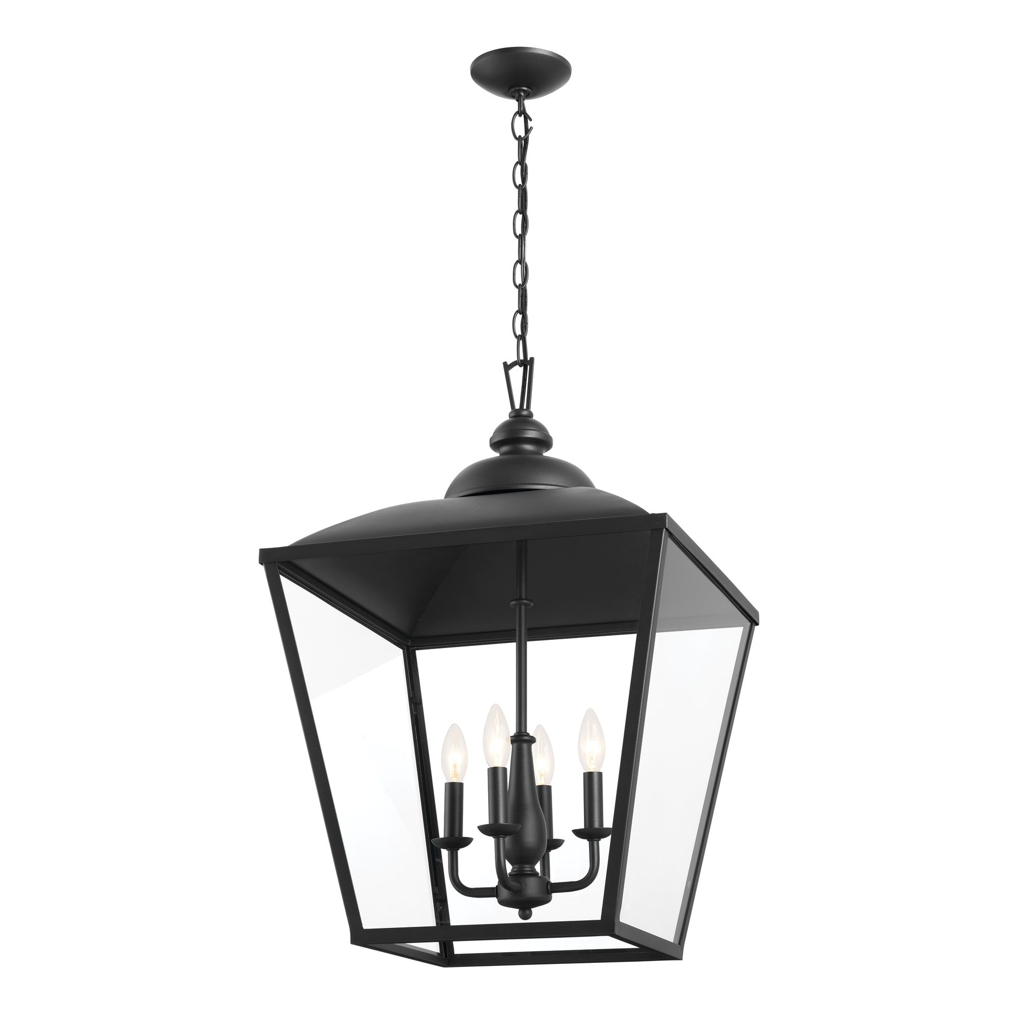 Current Kichler Dame 4 Light Textured Black Farmhouse Clear Glass Lantern Pendant  Light In The Pendant Lighting Department At Lowes Within Textured Black Lantern Chandeliers (View 2 of 15)