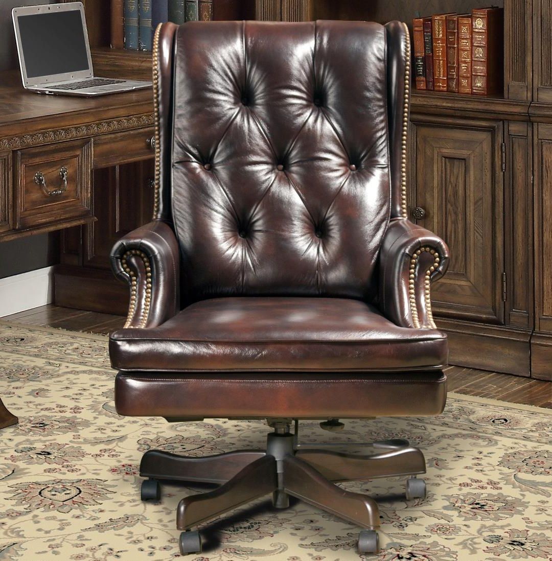 Current Prestige Havana Traditional Vintage Genuine Leather Office Desk Chair For Classic Executive Office Chairs (View 15 of 15)