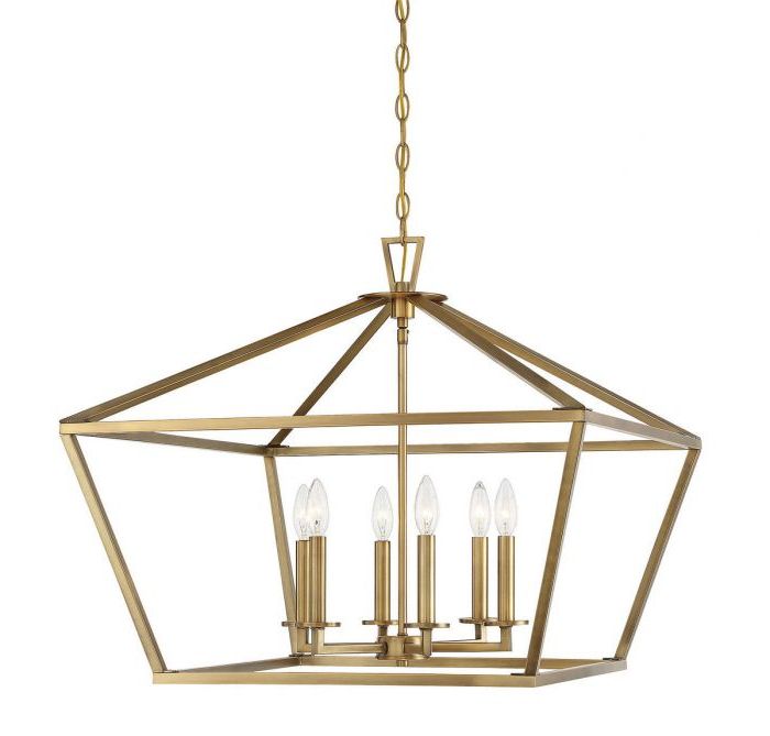 Current Townsend 6 Light Pendant In Warm Brass Intended For Warm Brass Lantern Chandeliers (View 1 of 15)