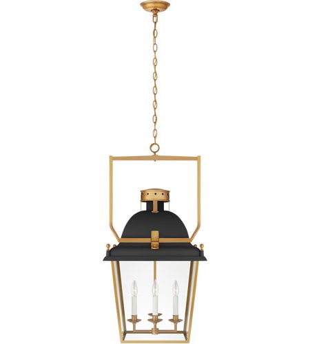 Current Visual Comfort Chc5109blk/ab Cg Chapman & Myers Coventry 4 Light 19 Inch  Matte Black And Antique Burnished Brass Lantern Pendant Ceiling Light,  Medium In Burnished Brass Lantern Chandeliers (View 6 of 15)
