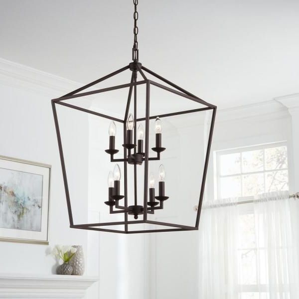 Eight Light Lantern Chandeliers Pertaining To Favorite Home Decorators Collection Weyburn 8 Light Bronze Caged Chandelier Bor  86201 – The Home … (View 7 of 15)