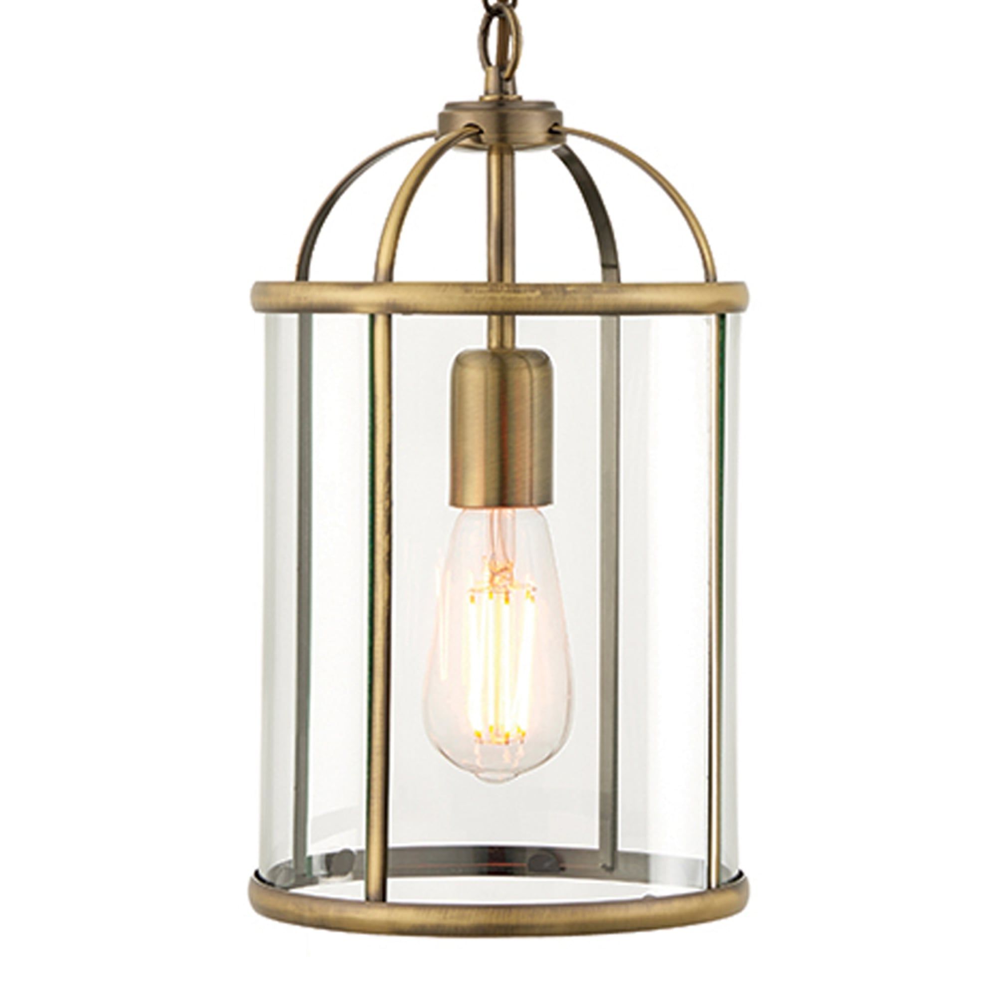 Endon 69454 Lambeth 1 Light Antique Brass And Glass Lantern Pendant Pertaining To 2020 One Light Lantern Chandeliers (View 14 of 15)
