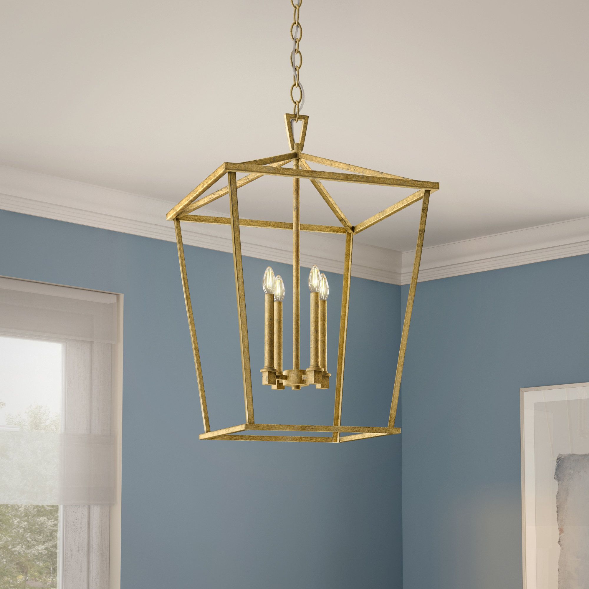 Everly Quinn Desirae 4 – Light Dimmable Lantern Geometric Chandelier &  Reviews (View 8 of 15)