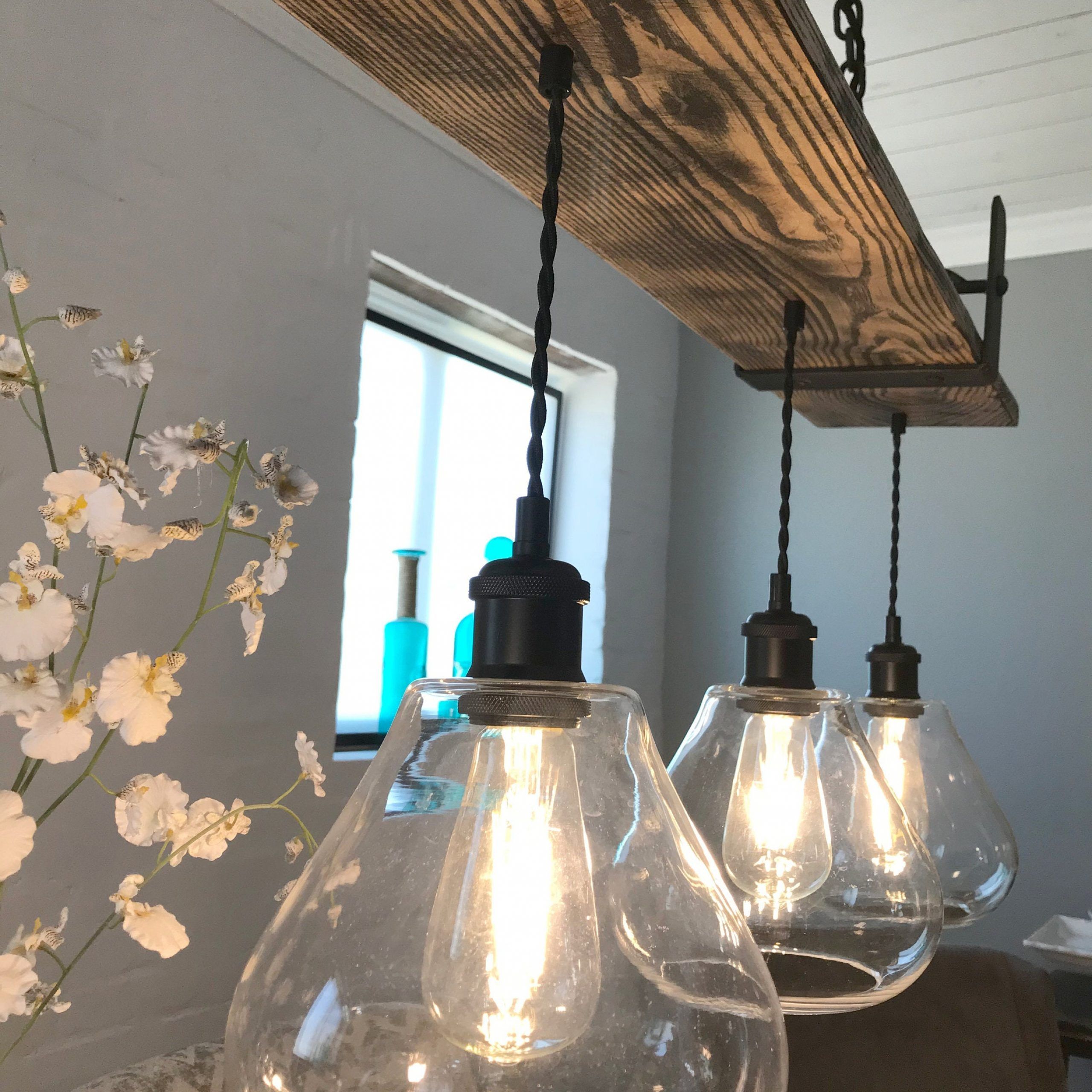 Famous Distressed Oak Lantern Chandeliers With Aged Oak Wood 4 Hanging Light Chandelier With Barnwood Beam – Etsy (View 10 of 15)