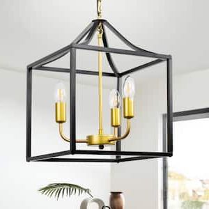Fashionable Blackened Iron Lantern Chandeliers Regarding Black – Lantern – Pendant Lights – Lighting – The Home Depot (View 13 of 15)