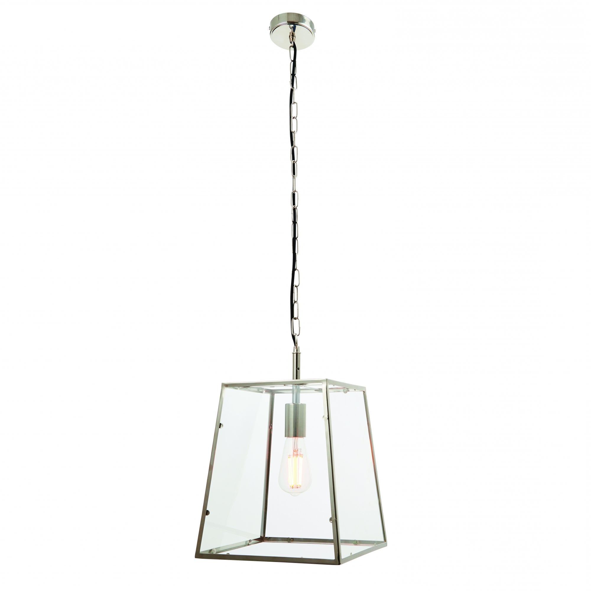 Fashionable Ceiling Lantern In Polished Nickel With Clear Glass In Transparent Glass Lantern Chandeliers (View 3 of 15)