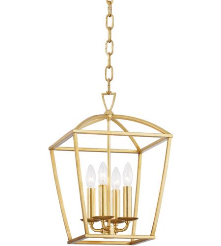 Favorite Hudson Valley 8311 Gl Bryant 4 Light 12 Inch Gold Leaf Pendant Ceiling Light Pertaining To Gold Leaf Lantern Chandeliers (View 8 of 15)