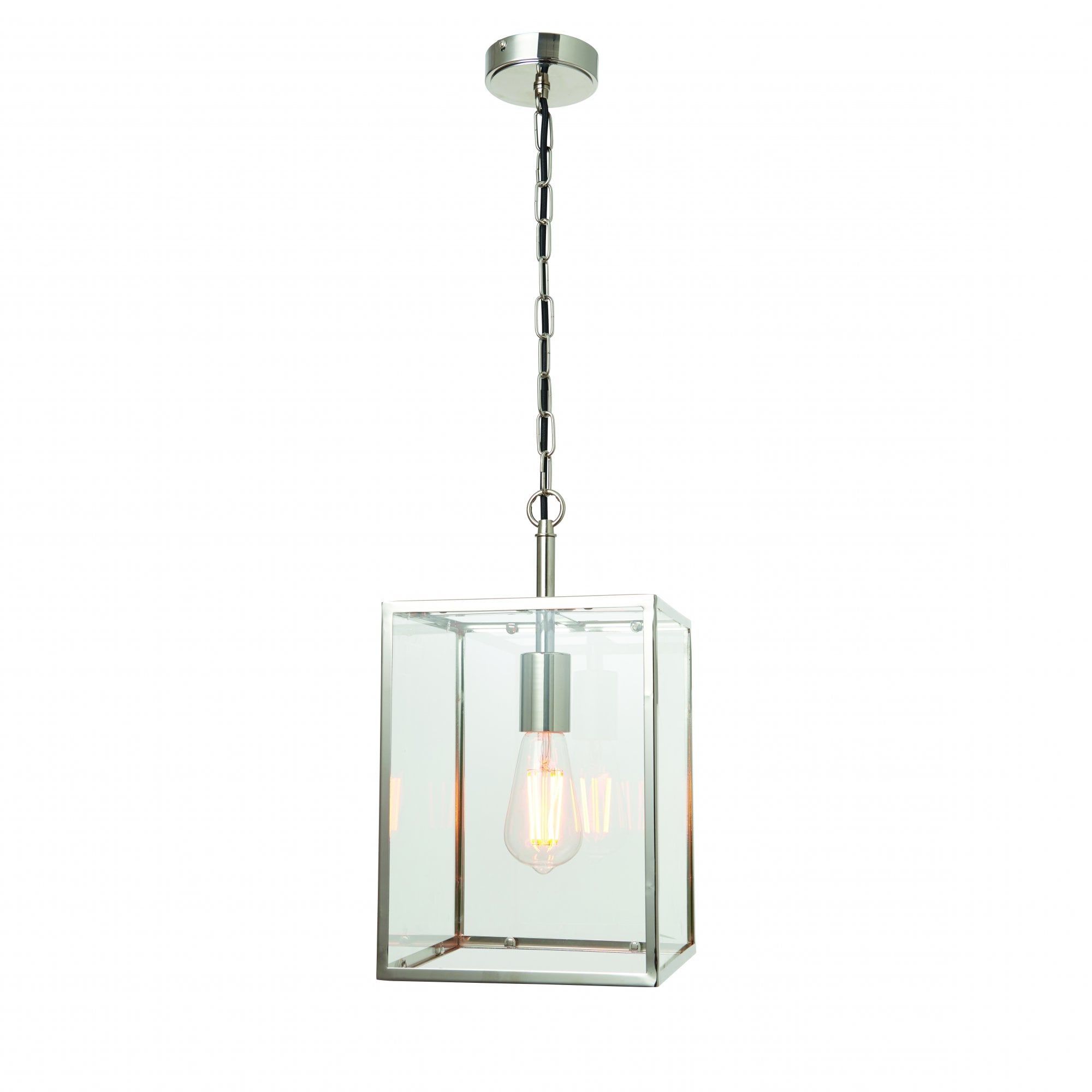Favorite Pendant 40w Bright Nickel Plate & Clear Glass Throughout Lantern Chandeliers With Clear Glass (View 3 of 15)