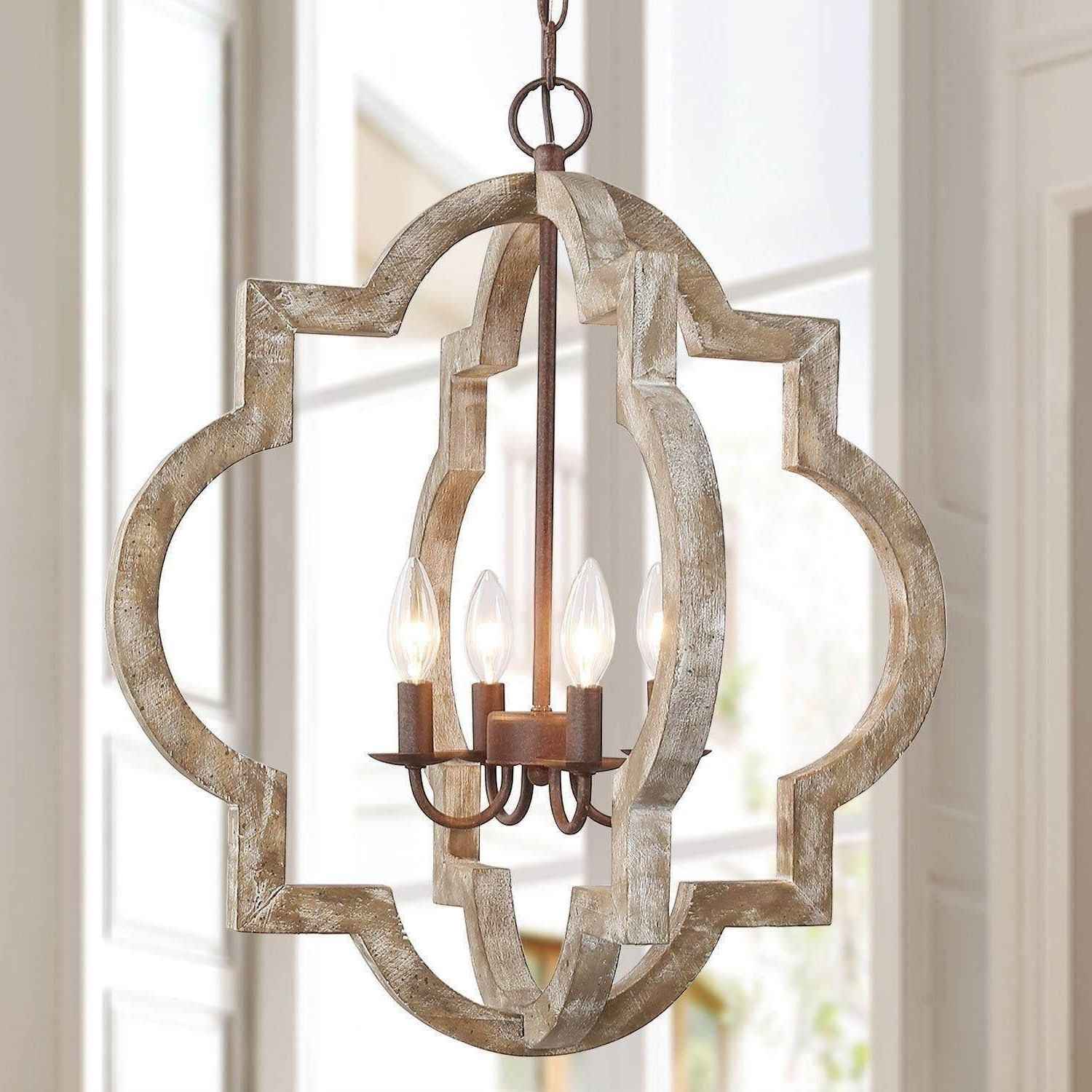 Favorite The Gray Barn Farmhouse Rustic 4 Light Distressed Wood Modern Lantern  Chandelier For Living Room – On Sale – Overstock – 29204959 Within Rustic Gray Lantern Chandeliers (View 7 of 15)