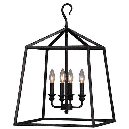 Forty West Darby Rustic Black 25 Inch Four Light Pendant  (View 8 of 15)