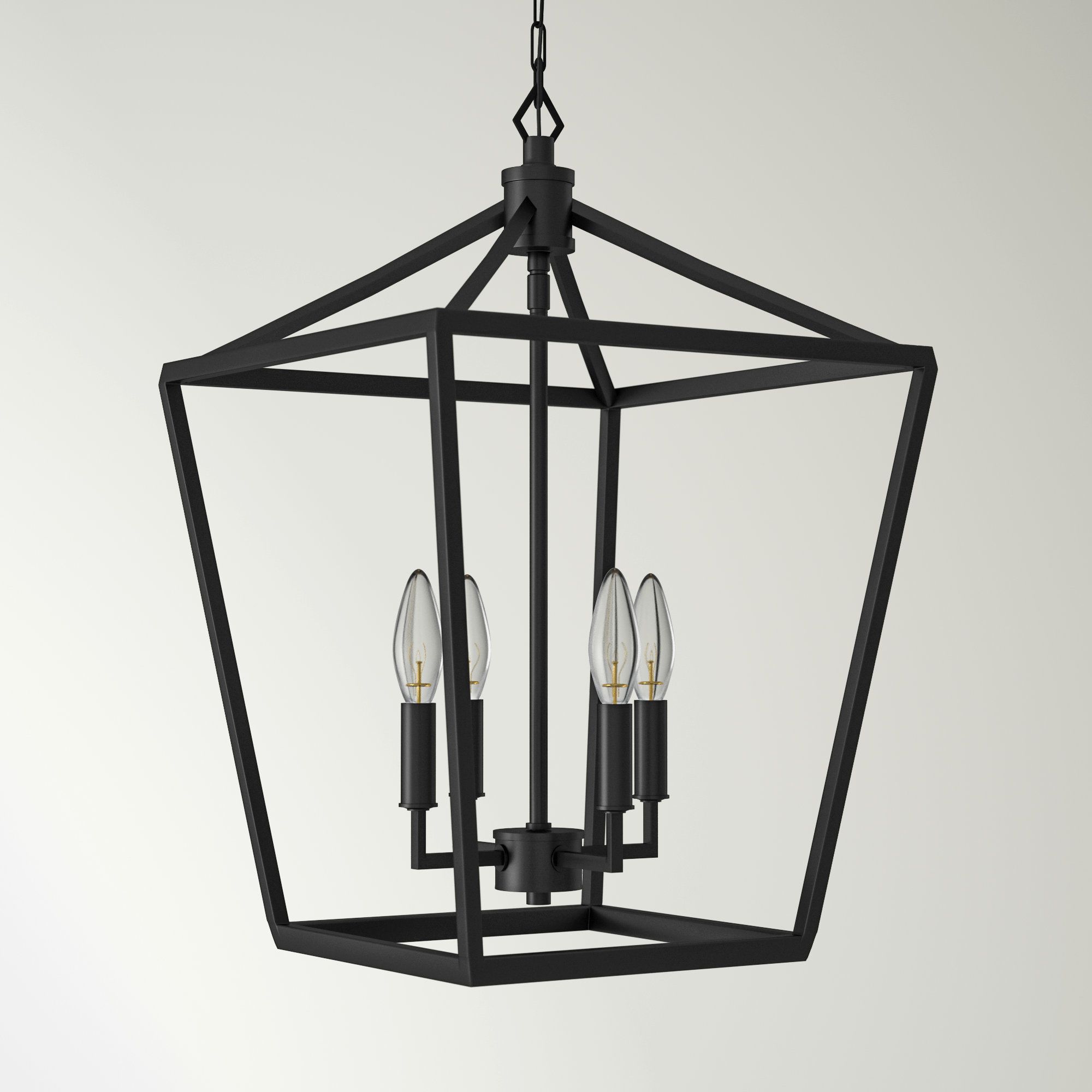 Four Light Lantern Chandeliers Throughout Newest Andover Mills™ Poisson 4 – Light Lantern Geometric Pendant & Reviews (View 3 of 15)