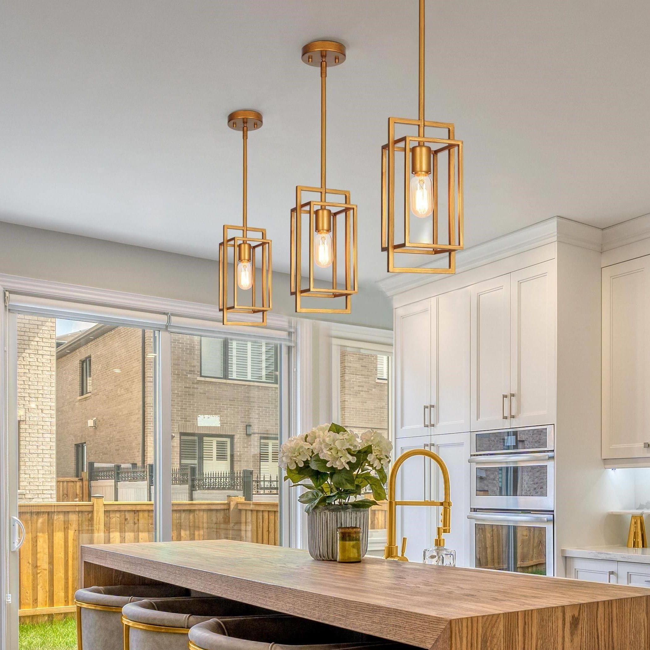 Gild One Light Lantern Chandeliers Within Most Recently Released Dilley Modern Gold 1 Light Geometric Lantern Island Pendant Lights –  L5.5'' X W4.72 '' X H (View 1 of 15)