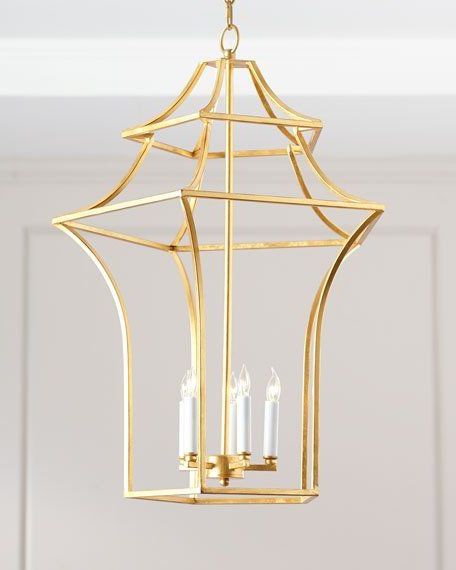 Gold Leaf Lantern Chandeliers Pertaining To Well Known Claudia Gold Leaf Pagoda Chandelier (View 6 of 15)