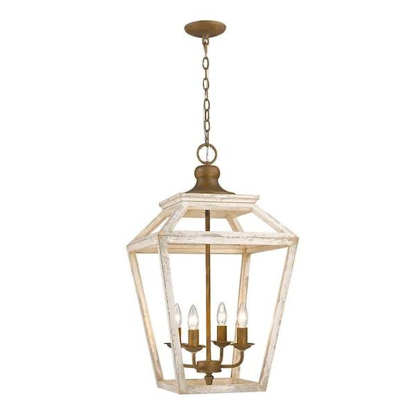 Golden Lighting Haiden Collection 4 Light Burnished Chestnut Pendant  0839 4p Bc – The Home Depot Within Trendy Chestnut Lantern Chandeliers (View 9 of 15)