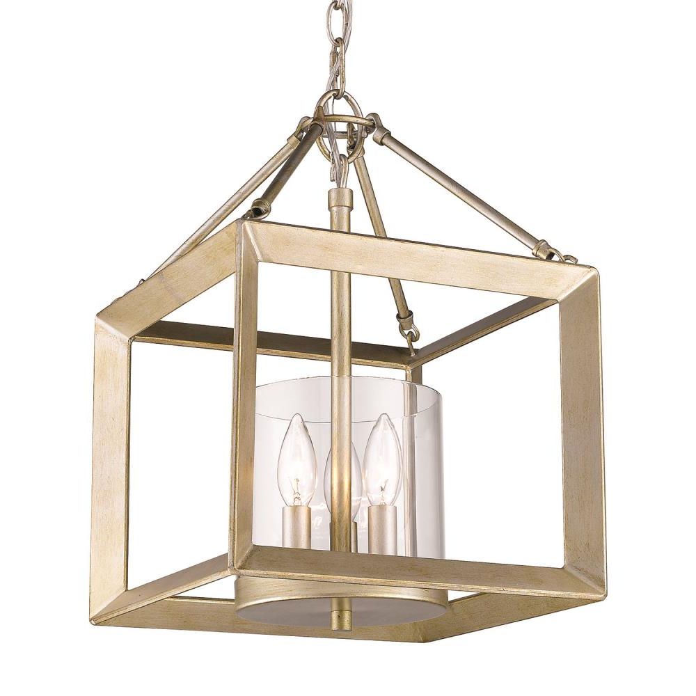 Golden Lighting Smyth 3 Light White Gold Modern/contemporary Cage Chandelier  In The Chandeliers Department At Lowes Intended For 2019 White Gold Lantern Chandeliers (View 10 of 15)