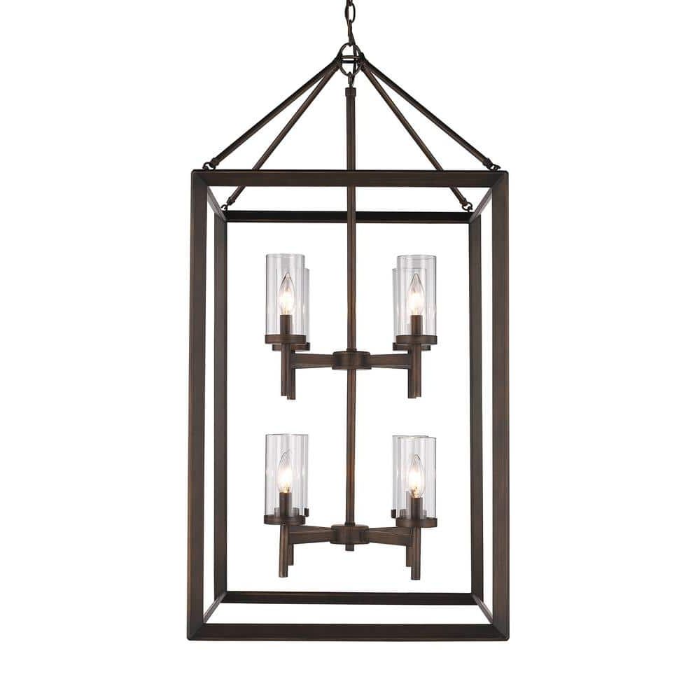 Gunmetal Bronze Lantern Chandeliers Intended For Fashionable Golden Lighting Smyth 8 Light Gunmetal Bronze Pendant With Clear Glass  2073 8p Gmt Clr – The Home Depot (View 7 of 15)