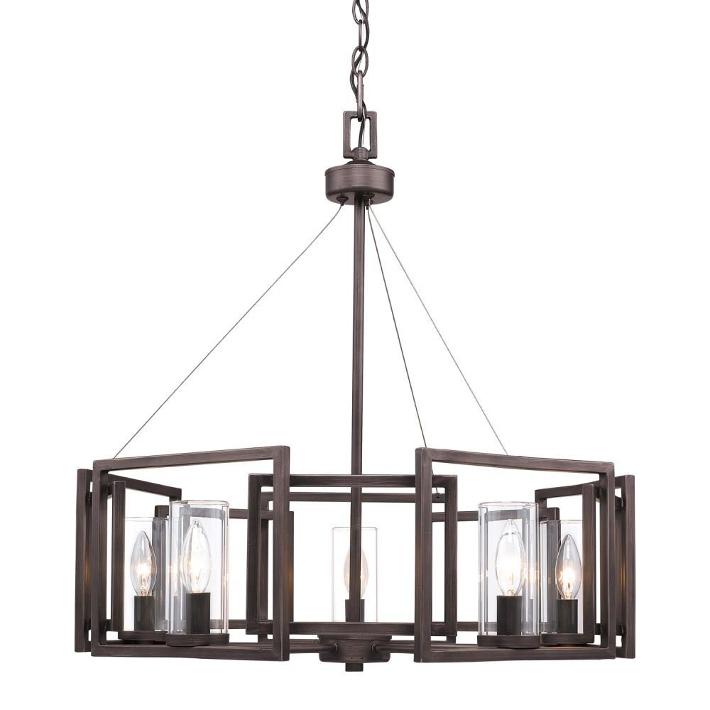Gunmetal Bronze Lantern Chandeliers With Regard To Fashionable Golden Lighting Marco 5 Light Gunmetal Bronze Modern/contemporary Chandelier  In The Chandeliers Department At Lowes (View 15 of 15)
