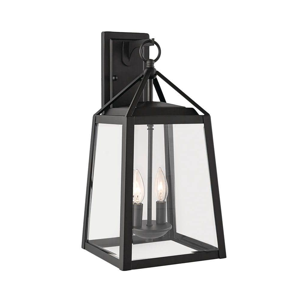 Home Decorators Collection Blakeley Transitional 2 Light Black Outdoor Wall  Lantern With Beveled Glass 19905 – The Home Depot Intended For Current Two Light Lantern Chandeliers (View 13 of 15)