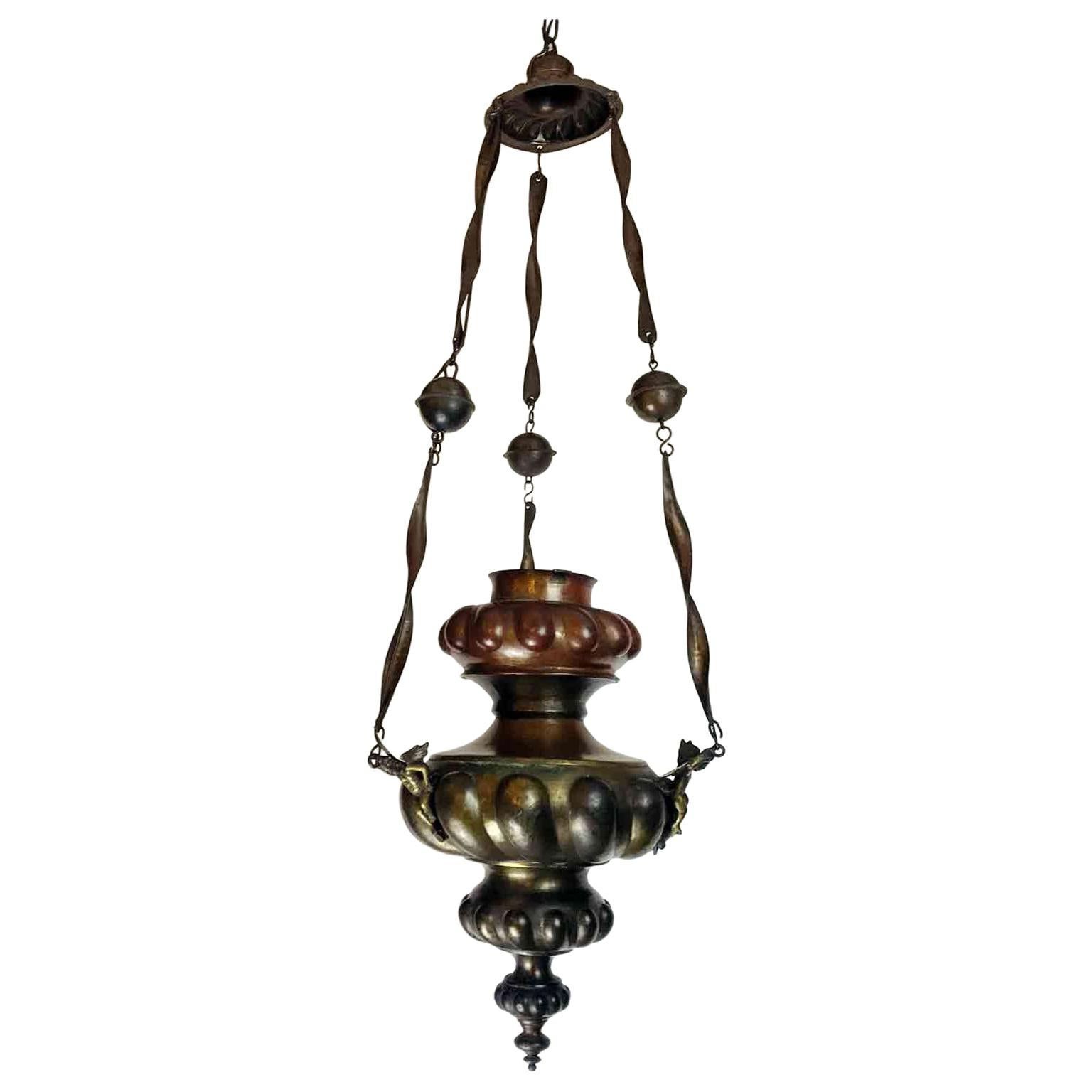 Italian 19th Century One Light Copper And Brass Lantern For Sale At 1stdibs With Regard To Favorite Gild One Light Lantern Chandeliers (View 14 of 15)
