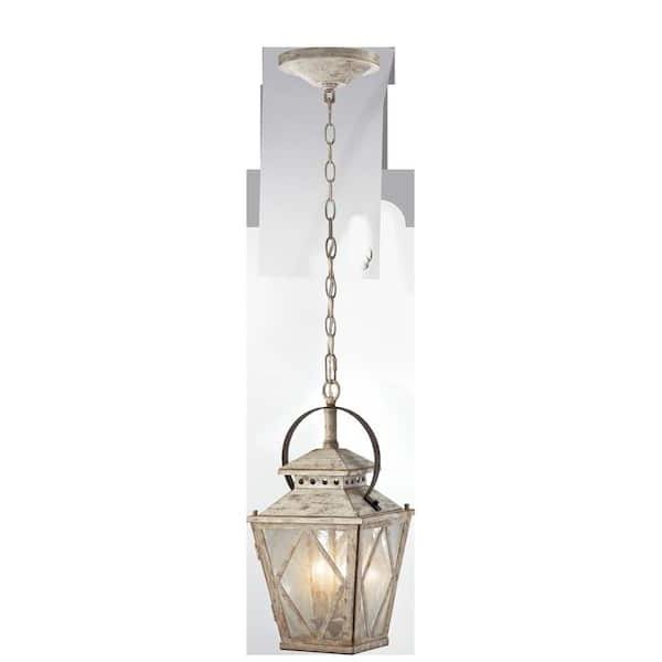 Kichler Hayman Bay 2 Light Distressed Antique White Farmhouse Kitchen Lantern  Pendant Hanging Light With Clear Seeded Glass 43258daw – The Home Depot In Trendy White Distressed Lantern Chandeliers (View 11 of 15)