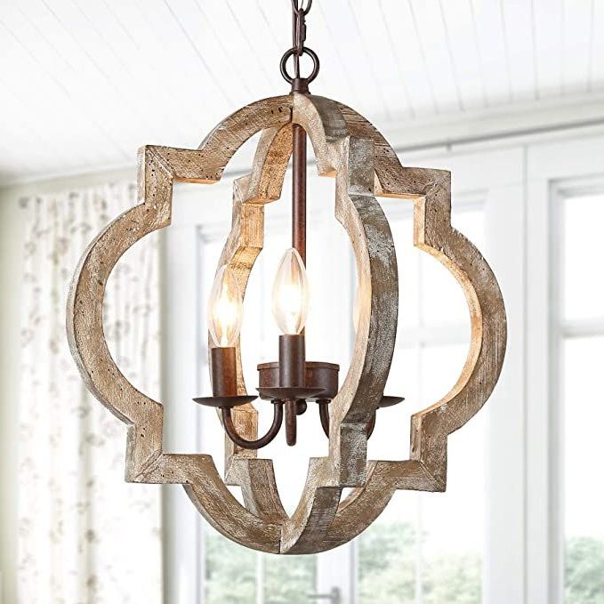 Ksana Farmhouse Orb Chandelier, Handmade Wood Light Fixture For Dining &  Living Room, Foyer, Bedroom, Kitchen Island And Entryway (View 15 of 15)