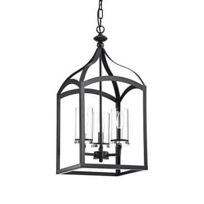Lantern Pendant,  Traditional Ceiling Lights, Cage Pendant Light With Clear Glass Shade Lantern Chandeliers (View 14 of 15)