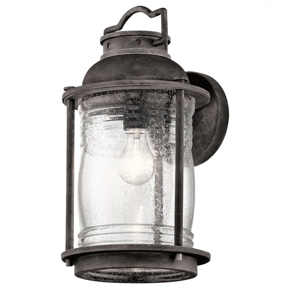 Large Period Exterior Wall Lantern In Weathered Zinc With Seeded Glass Pertaining To Most Popular Weathered Zinc Lantern Chandeliers (View 6 of 15)