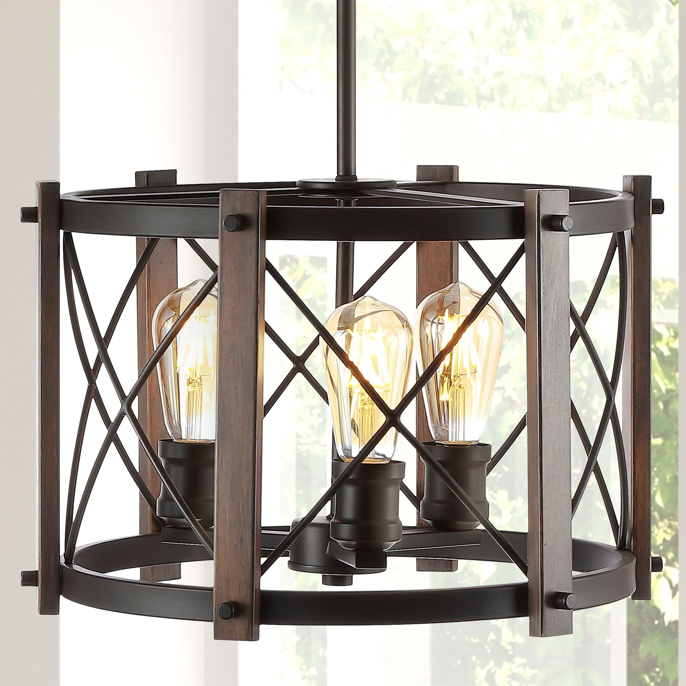 Latest County French Iron Lantern Chandeliers Inside Jonathan Y Ferme Rustic French Country/cottage 3 Light Oil Rubbed  Bronze/brown Farmhouse Globe Led Pendant Light In The Pendant Lighting  Department At Lowes (View 7 of 15)