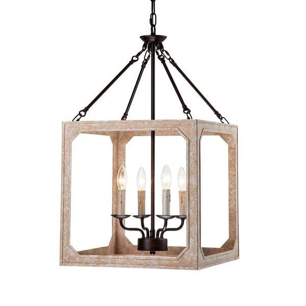 Latest Cream And Rusty Lantern Chandeliers Regarding Edvivi Penelope French Country 4 Light Antique White And Rust Iron Finish  Farmhouse Lantern Chandelier Epl138wh – The Home Depot (View 4 of 15)