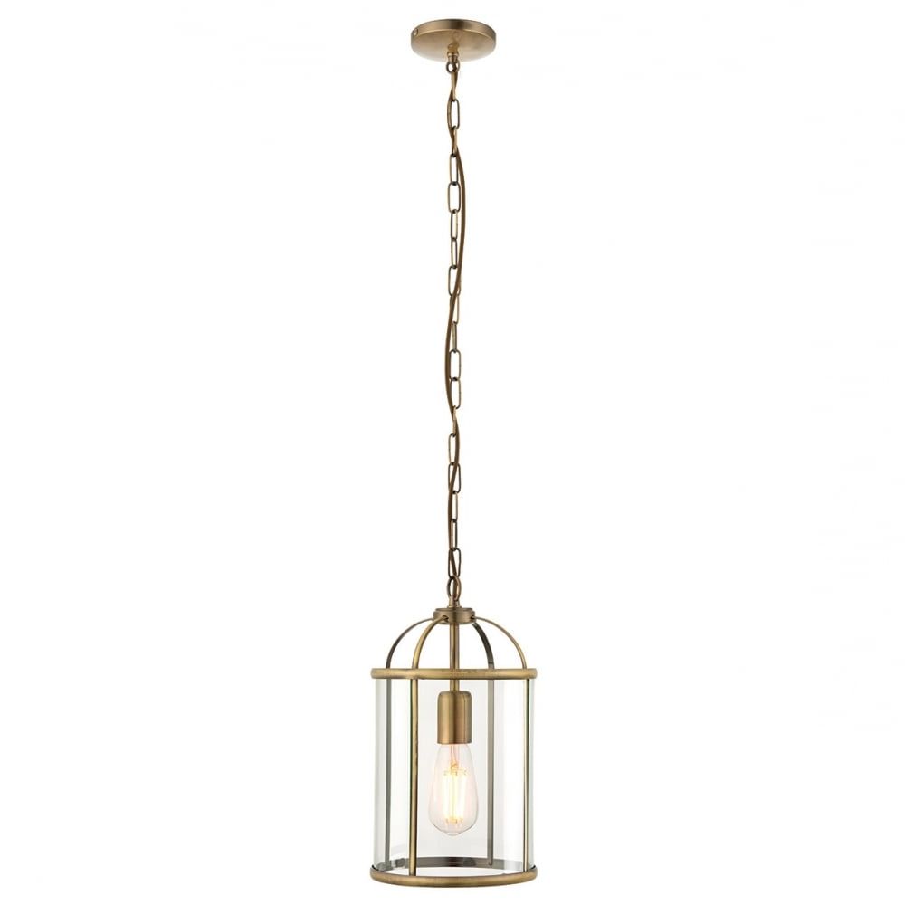Latest Endon Lambeth Vintage Lantern Ceiling Pendant Light In Antique Brass Finish  And Clear Glass Shade 69454 – Lighting From The Home Lighting Centre Uk Intended For Clear Glass Shade Lantern Chandeliers (View 3 of 15)