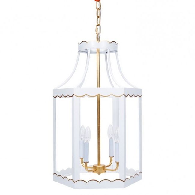 Lilly White Gold Scalloped Lantern (new) For Well Liked White Gold Lantern Chandeliers (View 5 of 15)