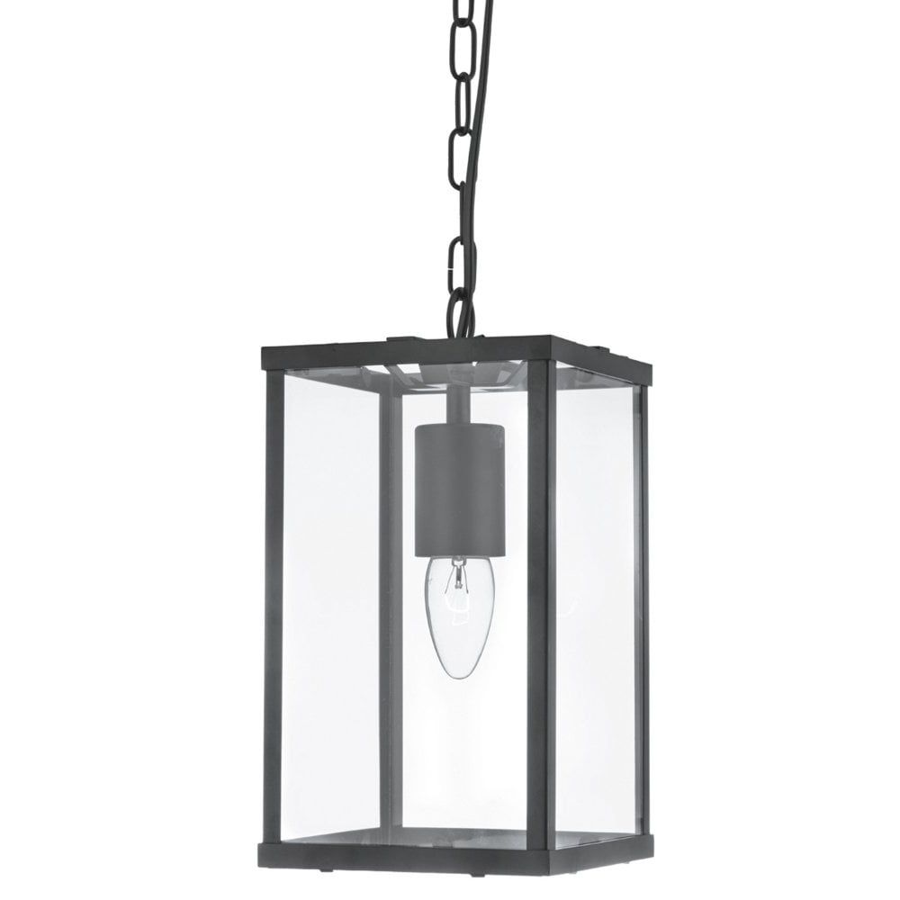 Most Current Matte Black Box Lantern Pendant With Clear Glass (View 12 of 15)