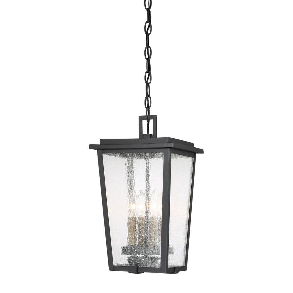 Most Popular Sand Black Lantern Chandeliers Throughout Minka Lavery Cantebury Medium 4 Light Sand Black With Gold Outdoor Pendant  Light 72754 66g – The Home Depot (View 9 of 15)