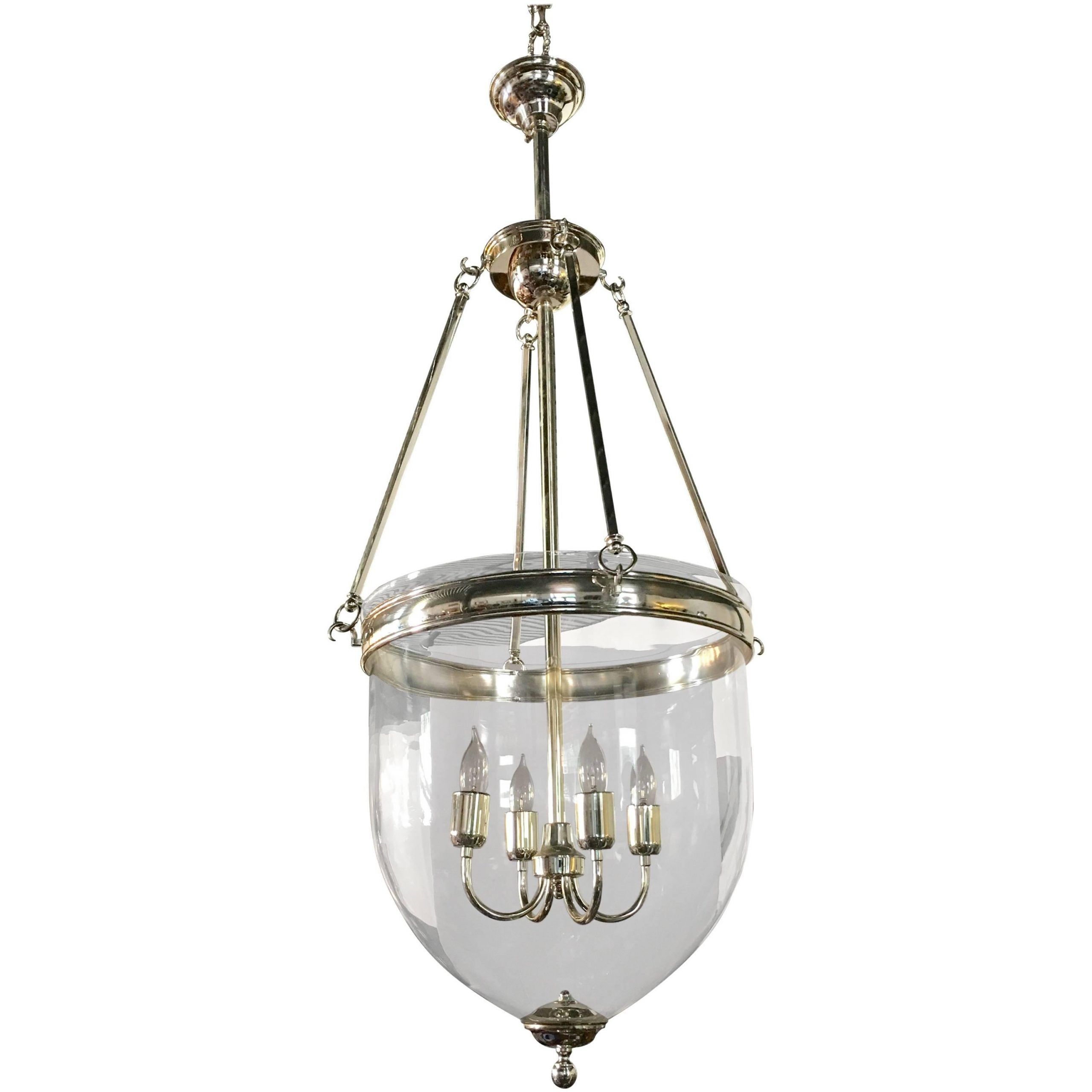 Most Recent Large Glass And Chrome Bell Jar Lantern For Sale At 1stdibs Throughout Chrome Lantern Chandeliers (View 5 of 15)