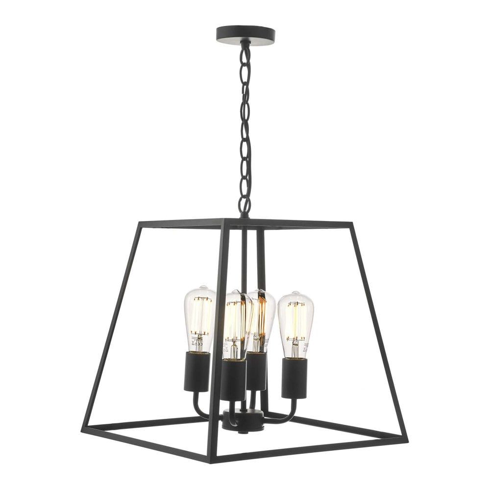 Most Recent Open Frame 3 Light Ceiling Pendant Lantern In Black Finish With Regard To Black Lantern Chandeliers (View 3 of 15)