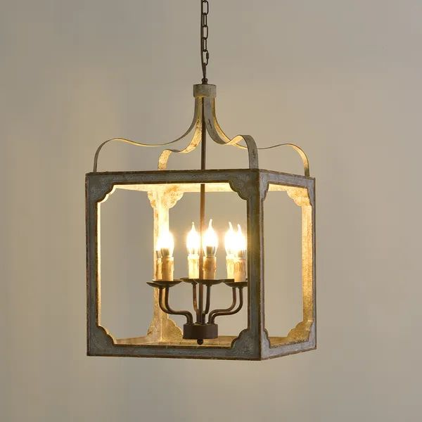 Most Recent Rustic Gray Lantern Chandeliers For Rustic 6 Light Square Lantern Chandelier Metal And Wood In Antique Grey &  Antique Gold Homary (View 13 of 15)