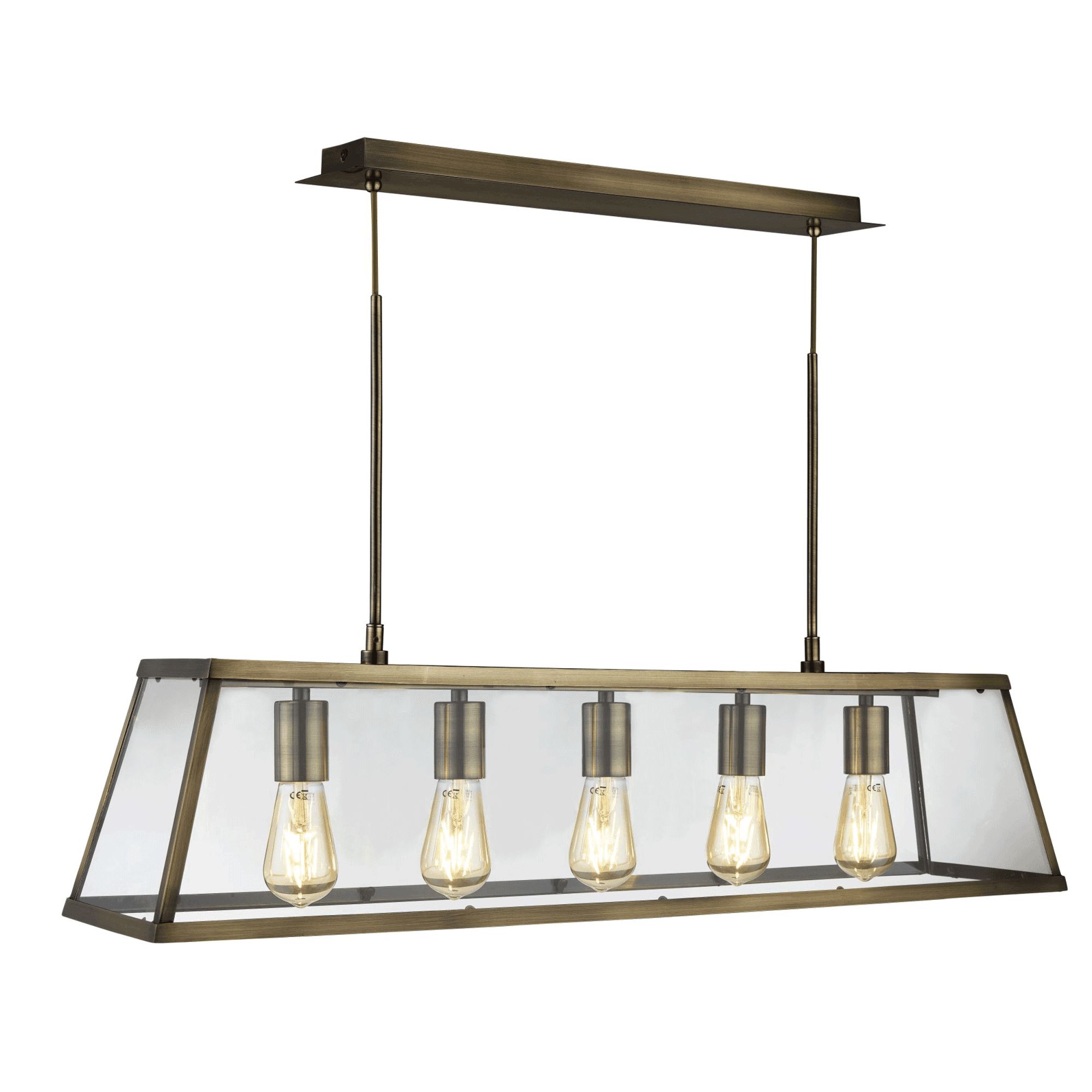 Most Recent Searchlight Voyager Five Light Lantern In Brass With Glass Panel For Five Light Lantern Chandeliers (View 13 of 15)