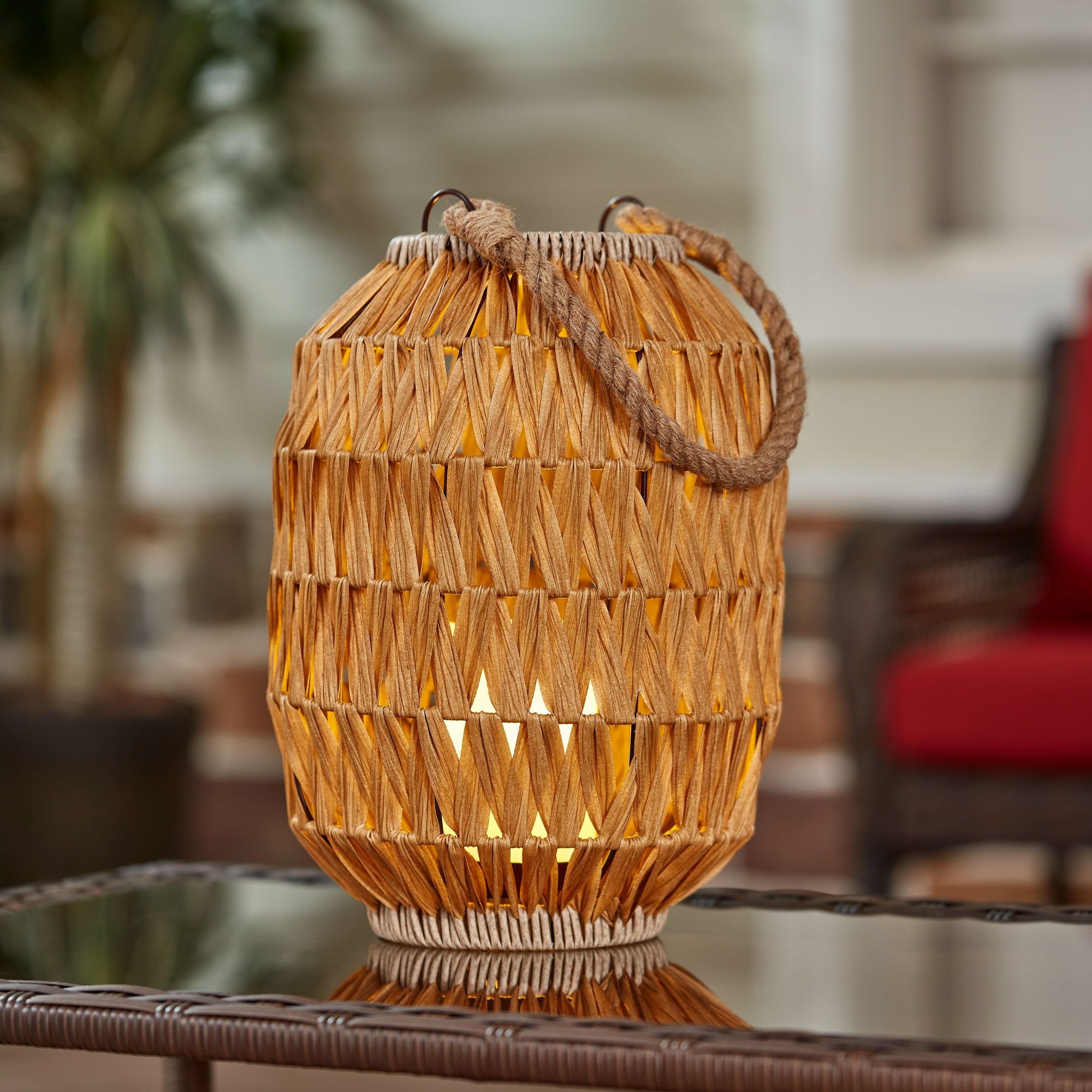 Most Recently Released Better Homes & Gardens Decorative Natural Rattan Battery Powered Outdoor  Lantern With Removable Led Candle – Walmart Throughout Natural Rattan Lantern (View 1 of 15)