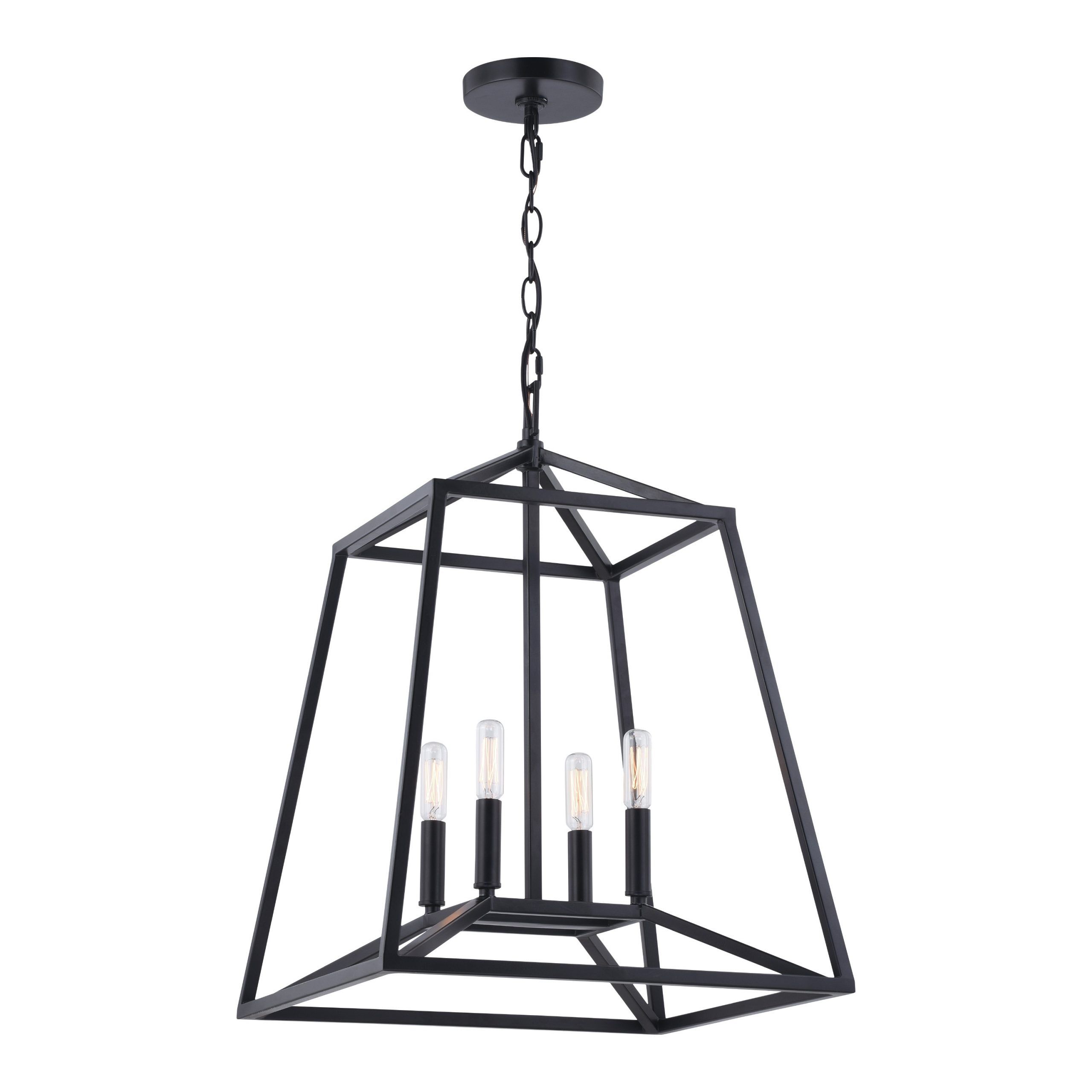 Most Recently Released Black With White Lantern Chandeliers Regarding Cascadia Hayes 4 Light Black Farmhouse Lantern Pendant Light In The Pendant  Lighting Department At Lowes (View 12 of 15)
