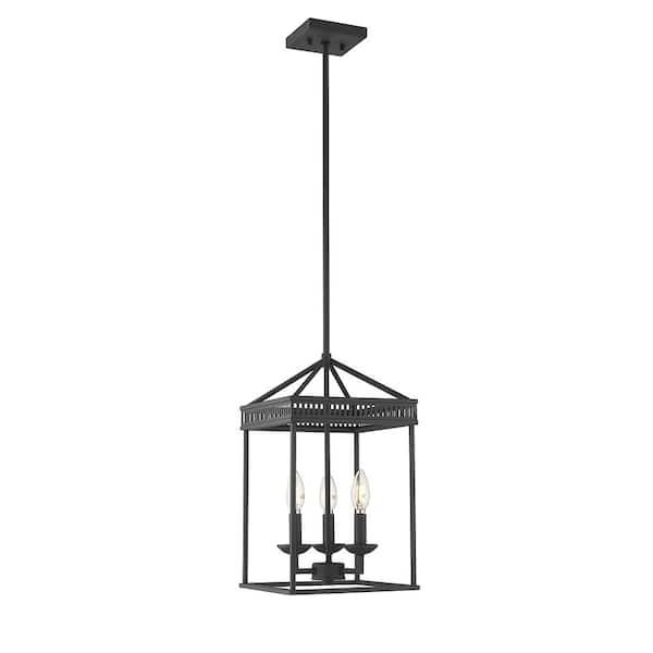 Most Recently Released Sand Black Lantern Chandeliers Intended For Ove Decors Henry Ii 3 Light Painted Black Sand Pendant 15lpe Hen210 Bl –  The Home Depot (View 1 of 15)