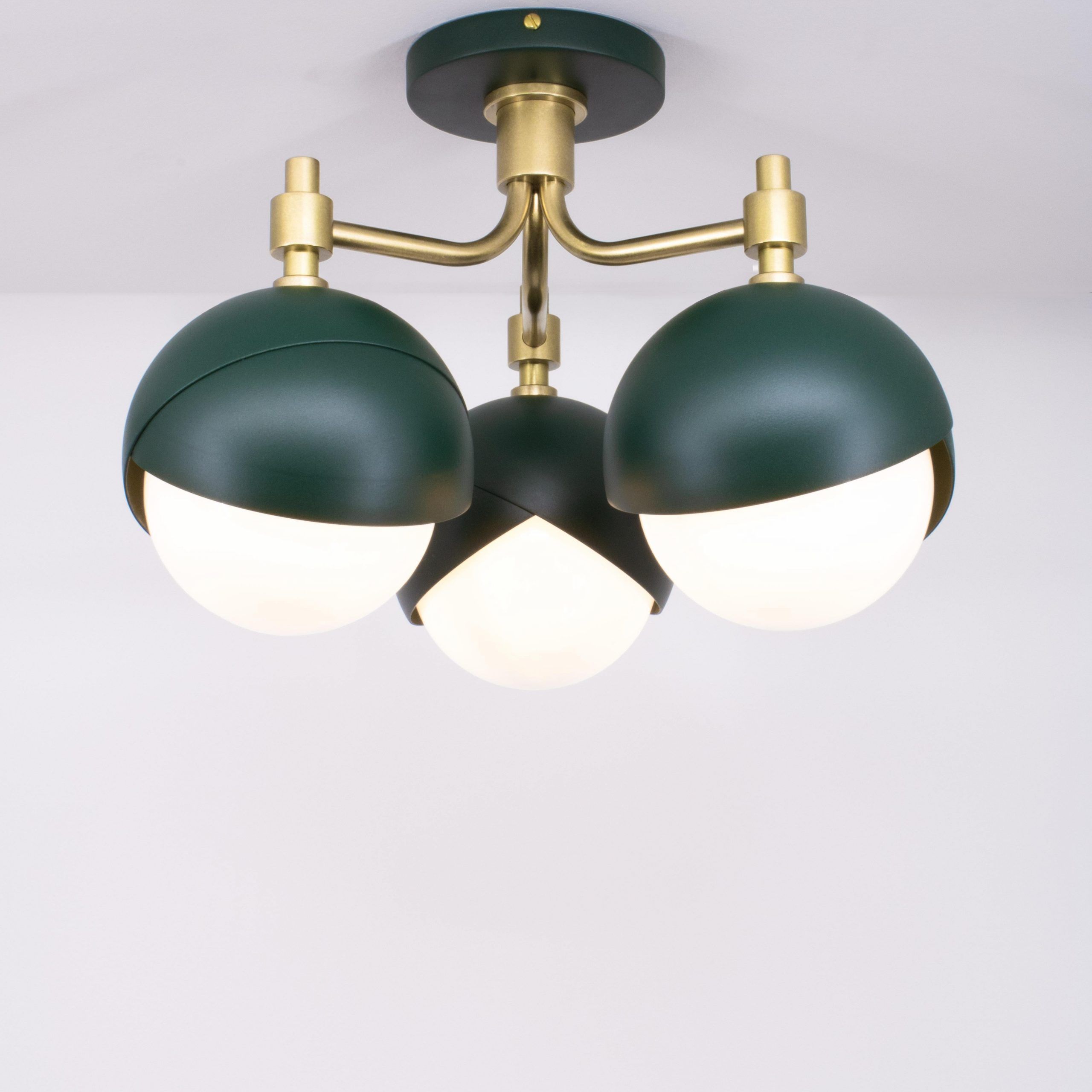 Most Up To Date Benedict Three Light Lantern In Matte Green Powder Coat And Burnished Brass  For Sale At 1stdibs Intended For White Powder Coat Lantern Chandeliers (View 14 of 15)