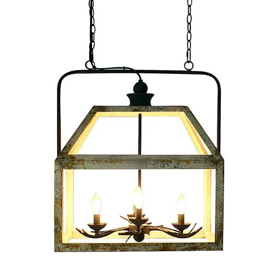 Most Up To Date Cream And Rusty Lantern Chandeliers With Pendant Light With White Wash Finish Lantern Style Chandelier – Etsy (View 15 of 15)