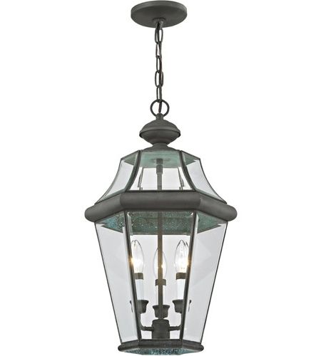 Most Up To Date Livex Lighting 2365 61 Georgetown 3 Light 13 Inch Charcoal Outdoor Pendant  Lantern Within 13 Inch Lantern Chandeliers (View 4 of 15)