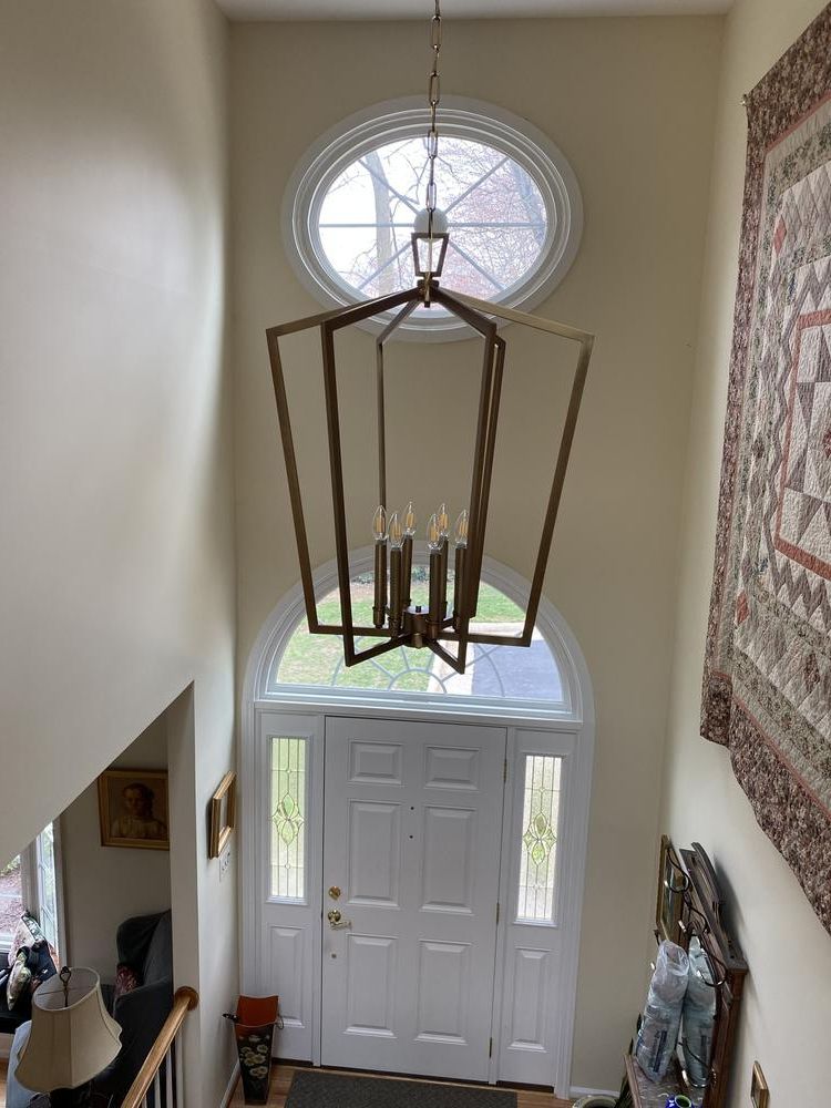 Natural Brass Foyer Lantern Chandeliers Throughout Latest Abbotswell 24 3/4" Wide Natural Brass 6 Light Foyer Pendant – #75d (View 3 of 15)