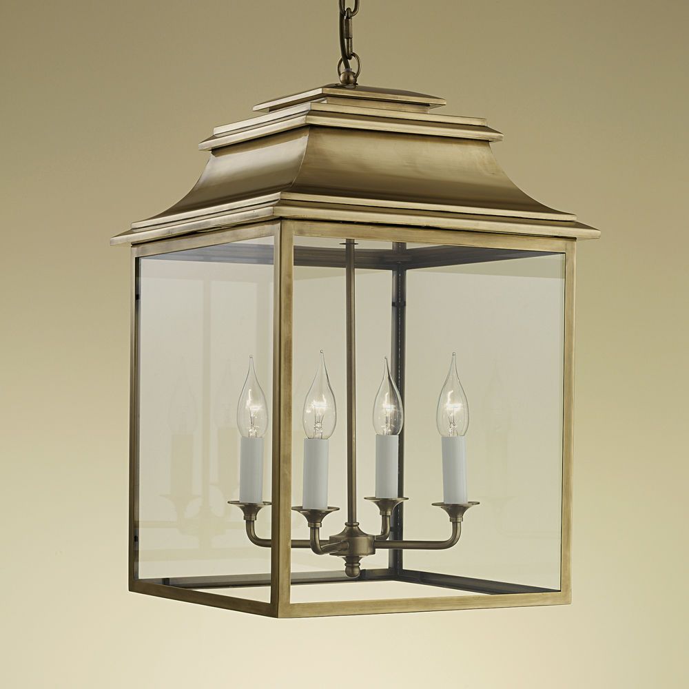 Pendant Lamp – Mayfair Lanterns – Chelsom – Brass / Glass / Contemporary With Regard To Most Up To Date Aged Brass Lantern Chandeliers (View 4 of 15)